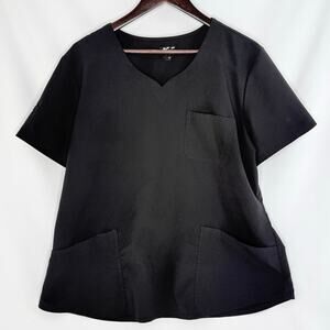 Scrubstar Black Scrub Top Womens XL Short Sleeve V-Neck